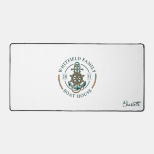 Personalised Family Nautical Boat House Desk Mat