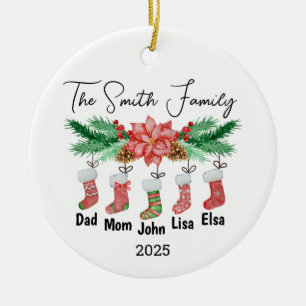 Personalised Family of Five Ornament, Family Gift Ceramic Ornament