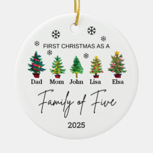 Personalised Family of Five Ornament, Family Gift Ceramic Ornament