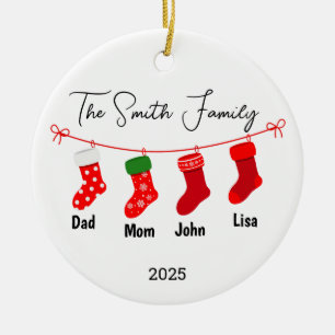 Personalised Family of Four Ornament, Family Gift Ceramic Ornament