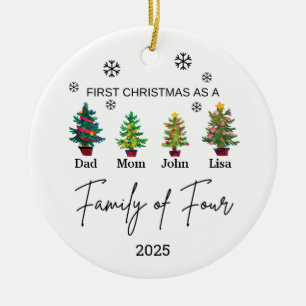 Personalised Family of Four Ornament, Family Gift Ceramic Ornament