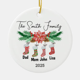 Personalised Family of Four Ornament, Family Gift Ceramic Ornament