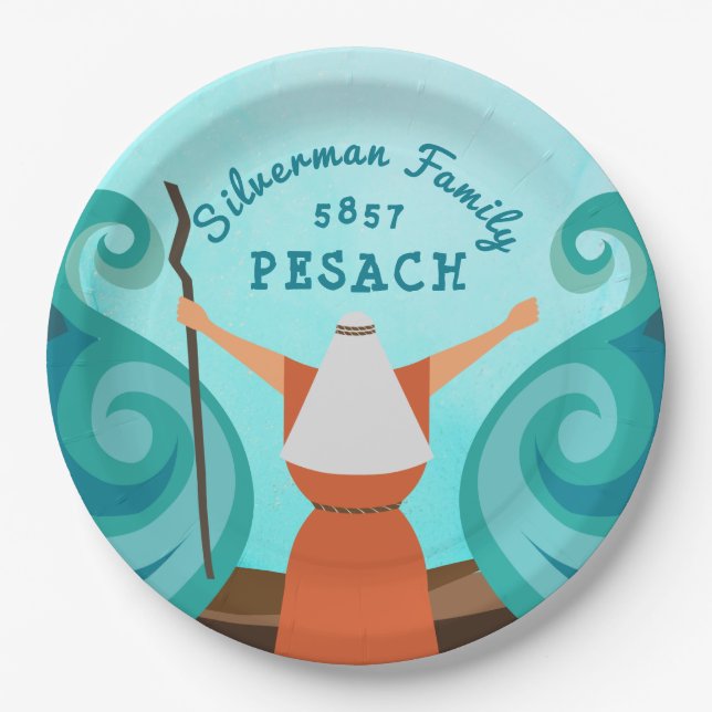 Personalised Family Passover Moses Parting Water Paper Plate (Front)