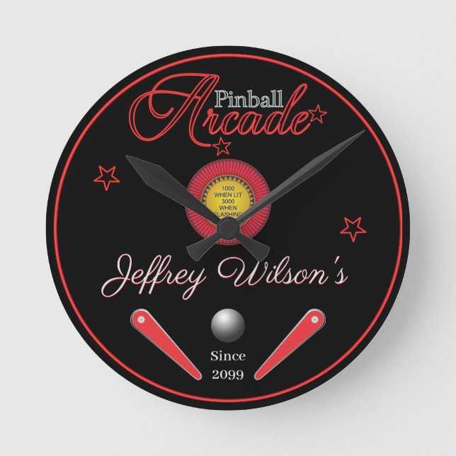 Personalised Family / Person Pinball Wall Clock (Front)