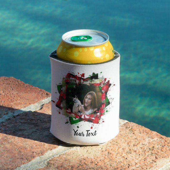 Personalised Family Pet Photo Christmas Can Cooler (In Situ Pool)
