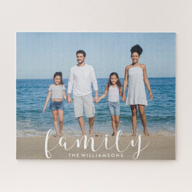Personalised Family Photo and Name Custom Quality Jigsaw Puzzle (Horizontal)