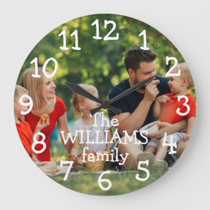 Personalised Family Photo And Name Large Clock