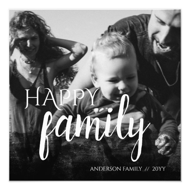 Personalised Family Photo Black Abstract Overlay Print (Front)