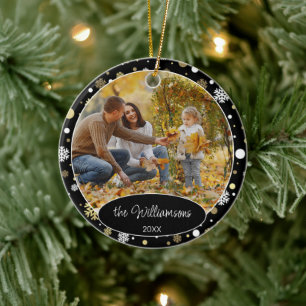 Personalised Family Photo Christmas 2025 Ceramic Ornament