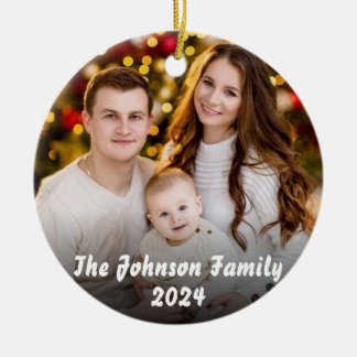 Personalised family photo Christmas Ceramic Ornament