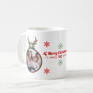 Personalised Family Photo Christmas Wreath Mug 