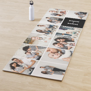 Personalised Family Photo Collage   Black Monogram Yoga Mat