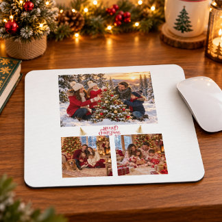 Personalised Family Photo Collage Christmas Mouse Pad