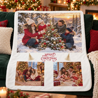 Personalised Family Photo Collage Christmas Sherpa Blanket