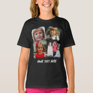 Personalised Family Photo Collage Custom Text Gift T-Shirt