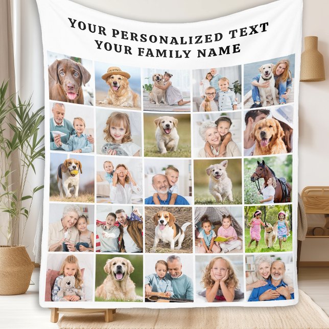 Personalised Family Photo Collage Cute 25 Picture Fleece Blanket (Creator Uploaded)