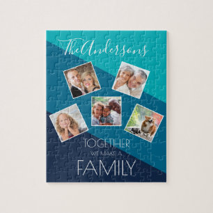 Personalised Family Photo Collage Elegant Modern J Jigsaw Puzzle