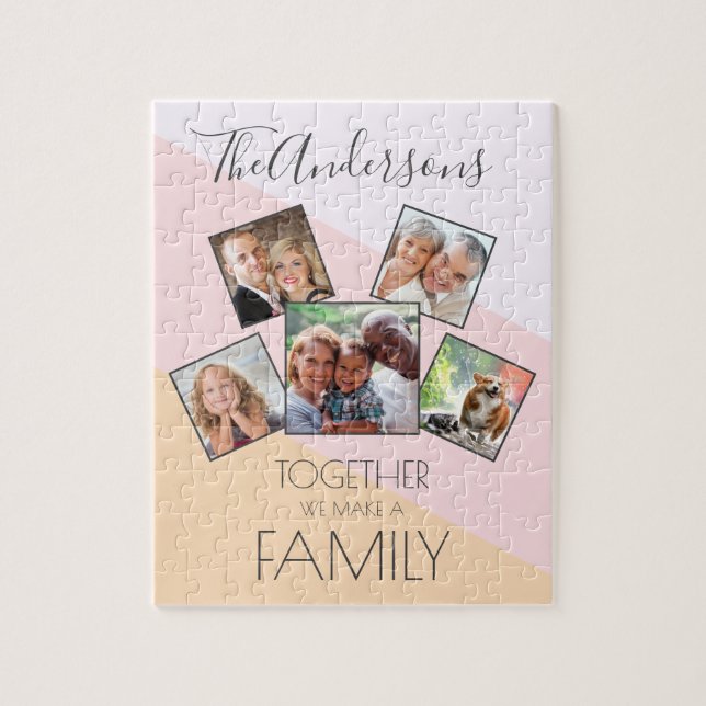 Personalised Family Photo Collage Elegant Modern Jigsaw Puzzle (Vertical)