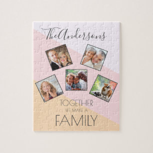 Personalised Family Photo Collage Elegant Modern Jigsaw Puzzle