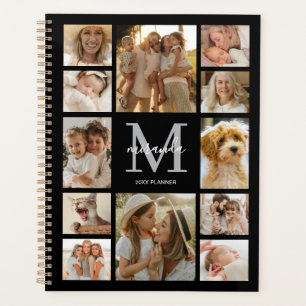 Personalised Family Photo Collage Grey Monogram Planner