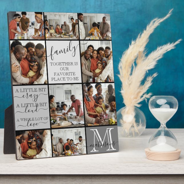 Personalised Family Photo Collage Monogram Quotes Plaque (Side)
