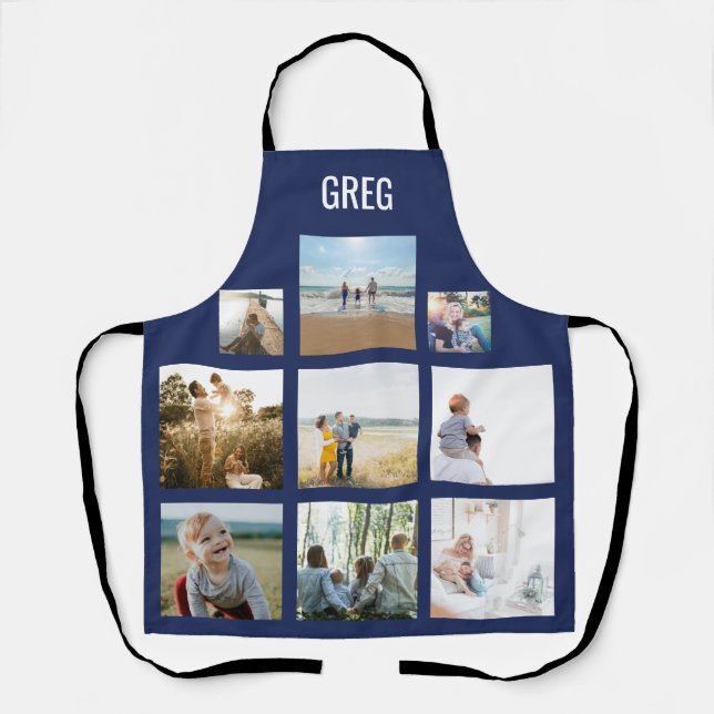 Personalised Family Photo Collage Name Apron (Front)