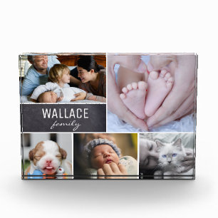 Personalised Family Photo Collage, Name Frame Block