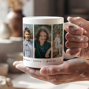 Personalised Family Photo Collage & Names Gift Coffee Mug