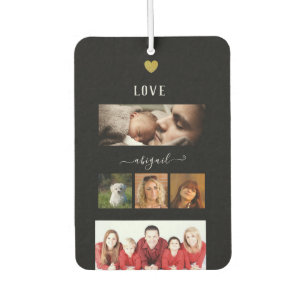 Personalised Family Photo Collage on Black Car Air Freshener