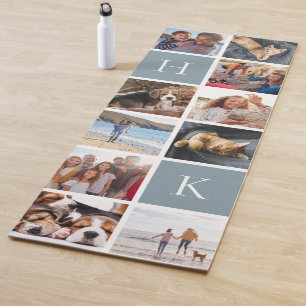 Personalised Family Photo Collage Slate Monogram Yoga Mat