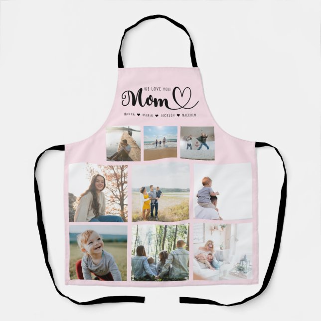 Personalised Family Photo Collage We Love You Mum  Apron (Front)