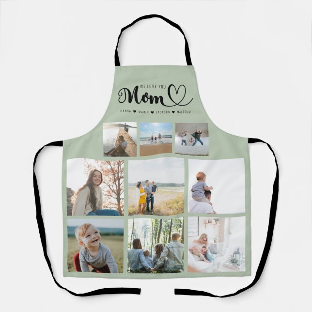 Personalised Family Photo Collage We Love You Mum Apron (Front)