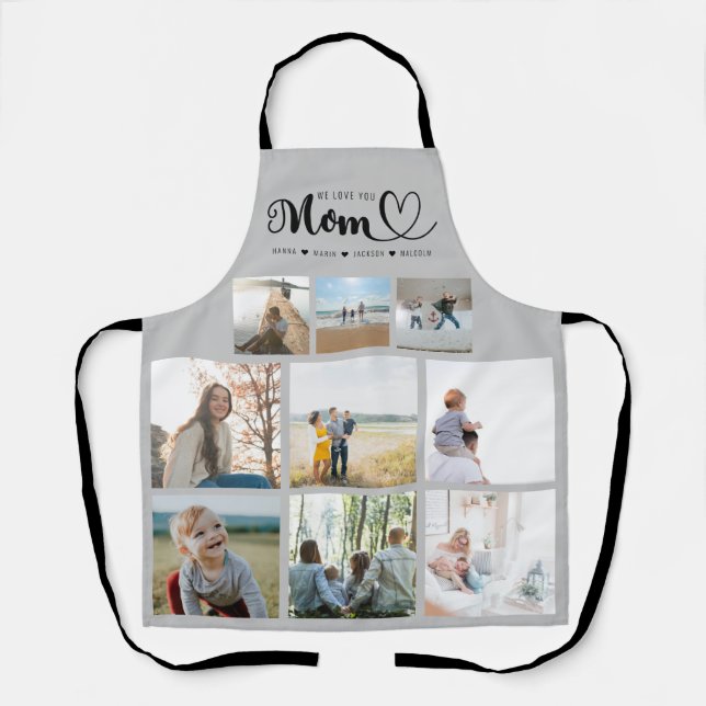 Personalised Family Photo Collage We Love You Mum Apron (Front)