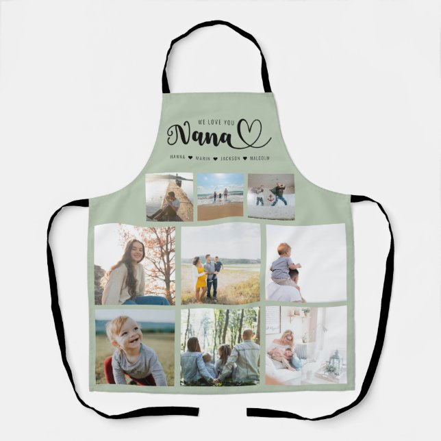 Personalised Family Photo Collage We Love You Nana Apron (Front)