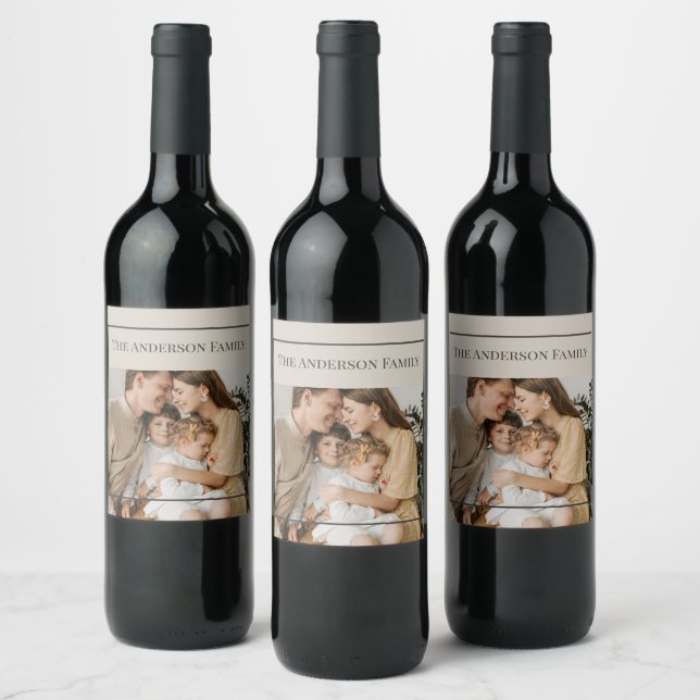 Personalised Family Photo | Custom Family Name  Wine Label (Bottles)