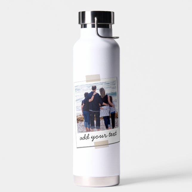 Personalised Family Photo & Custom Text  Water Bottle (Left)