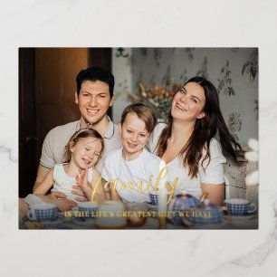 Personalised Family Photo Dedicated Gift Foil Holiday Postcard