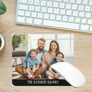Personalised family photo family name typography  mouse pad