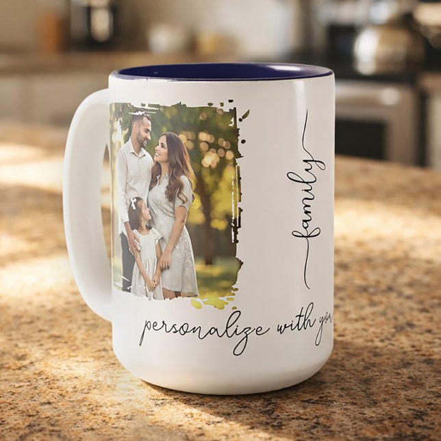Personalised Family Photo Gift for Mum Two-Tone Coffee Mug (Creator Uploaded)