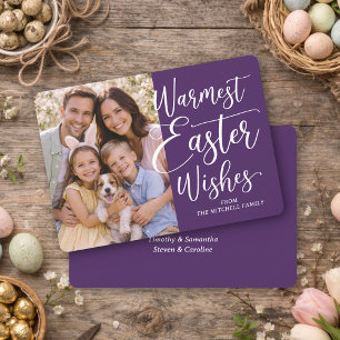 Personalised Family Photo Happy Easter Dark Purple Holiday Card