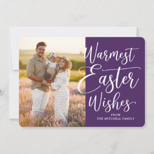 Personalised Family Photo Happy Easter Dark Purple Holiday Card
