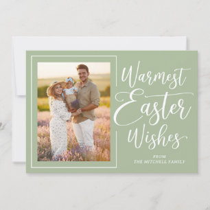 Personalised Family Photo Happy Easter Sage Green Holiday Card