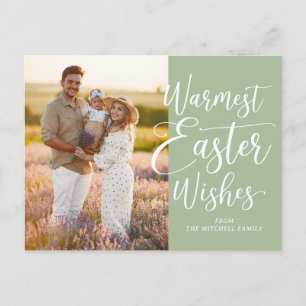 Personalised Family Photo Happy Easter Sage Green Postcard