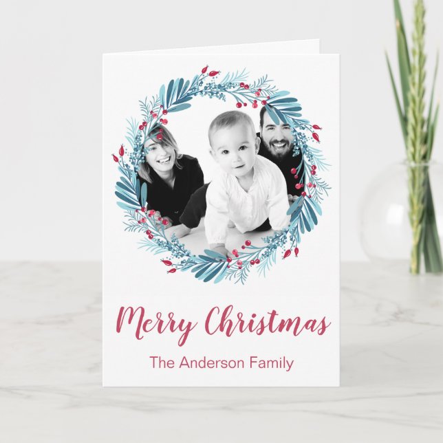 Personalised Family Photo Merry Christmas Holiday Card (Front)