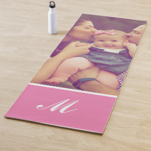 Personalised Family Photo Monogram Pink Yoga Mat