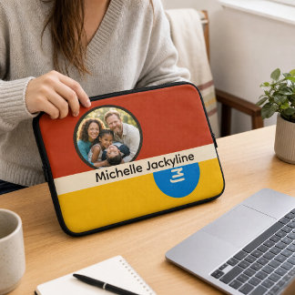 Personalised Family Photo Name Monogram Gift Laptop Sleeve