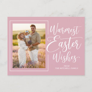 Personalised Family Photo On Blush Pink Easter Postcard