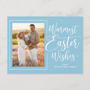 Personalised Family Photo On Robin Egg Blue Easter Postcard