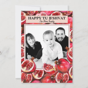 Personalised Family Photo Pomegranate Tu B'shvat Holiday Card