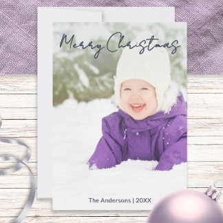 Personalised Family Photo Simple Minimalist Holiday Card